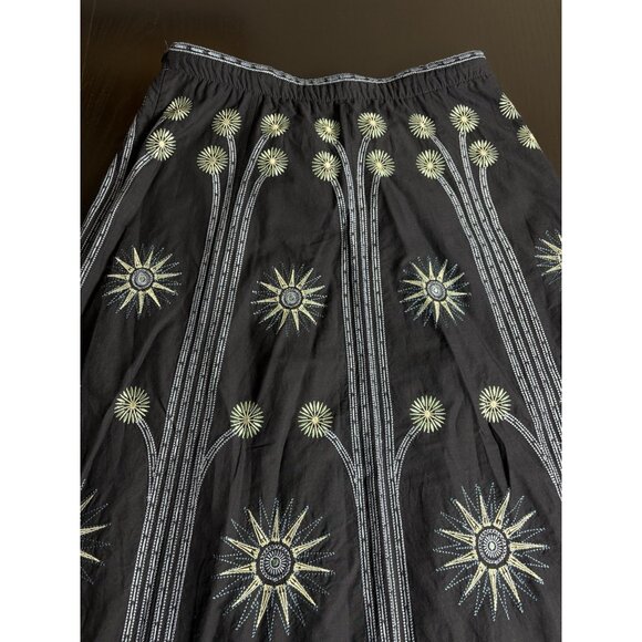 EMPORIO SIRENUSE Womens Size 46/US 10 Camille Navy Blue Embroidered Maxi Skirt - Picture 7 of 9